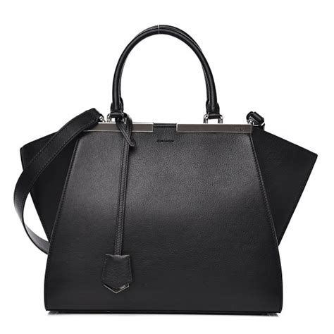 FENDI Vitello Dolce Petite 3jours Tote Black 